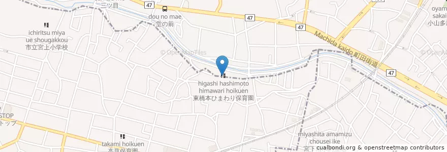 Mapa de ubicacion de 東橋本ひまわり保育園 en Giappone, Tokyo, 相模原市, 町田市, 緑区.