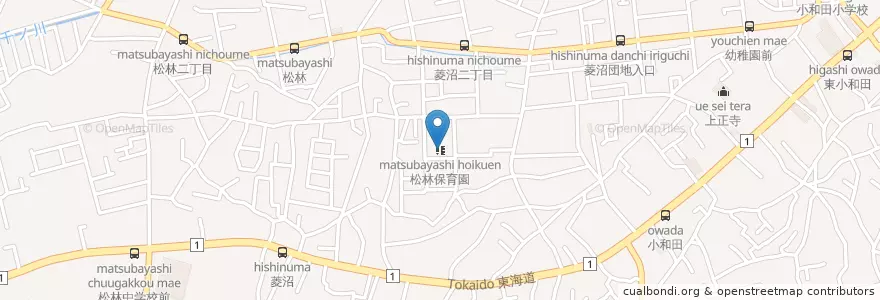 Mapa de ubicacion de 松林保育園 en Giappone, Prefettura Di Kanagawa, 茅ヶ崎市.