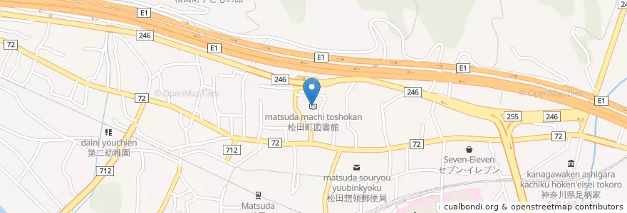 Mapa de ubicacion de 松田町図書館 en 日本, 神奈川県, 足柄上郡, 松田町.