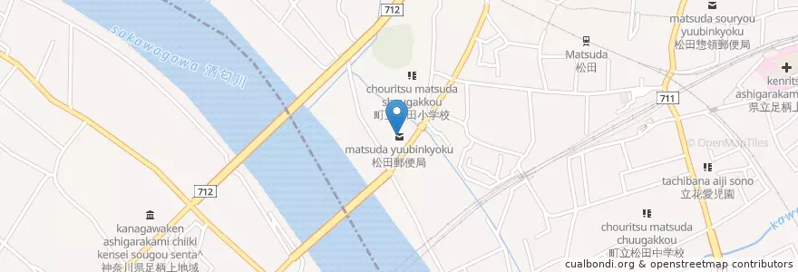 Mapa de ubicacion de 松田郵便局 en Japão, 神奈川県, 足柄上郡, 松田町.