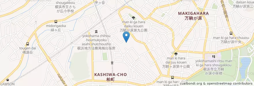 Mapa de ubicacion de 柏幼稚園 en 일본, 가나가와현, 요코하마시, 旭区.
