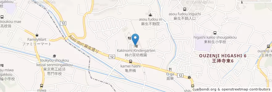 Mapa de ubicacion de 柿の実幼稚園 en Japão, 神奈川県, 川崎市, 麻生区.
