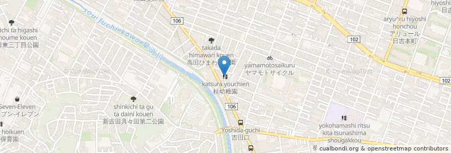 Mapa de ubicacion de 桂幼稚園 en ژاپن, 神奈川県, 横浜市, 港北区.