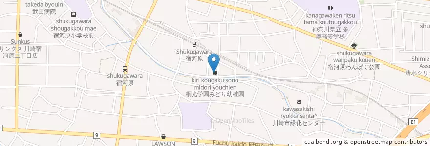Mapa de ubicacion de 桐光学園みどり幼稚園 en Japão, 神奈川県, 川崎市, 多摩区.