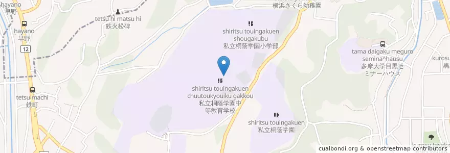 Mapa de ubicacion de 桐蔭学園幼稚部幼稚園 en Japón, Prefectura De Kanagawa, Yokohama, 青葉区.