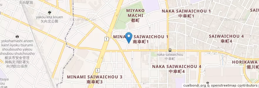 Mapa de ubicacion de 梅園幼稚園 en Япония, Канагава, Кавасаки, Саиваи.