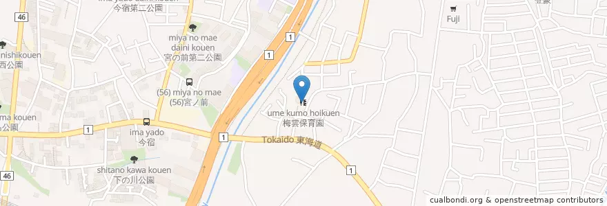 Mapa de ubicacion de 梅雲保育園 en Japón, Prefectura De Kanagawa, 茅ヶ崎市.