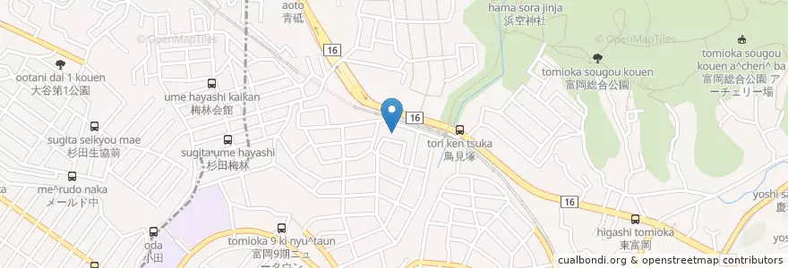 Mapa de ubicacion de 椿ヶ丘簡易郵便局 en Japan, Kanagawa Prefecture, Yokohama, Kanazawa Ward.