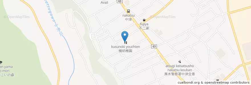 Mapa de ubicacion de 楠幼稚園 en Japan, Präfektur Kanagawa, 愛甲郡, 愛川町.