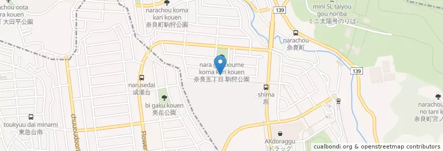Mapa de ubicacion de 横浜・モンテッソーリ幼稚園 en اليابان, كاناغاوا, 横浜市, 青葉区.