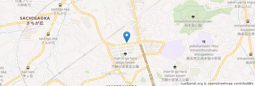 Mapa de ubicacion de 横浜万騎が原郵便局 en 일본, 가나가와현, 요코하마시, 旭区.