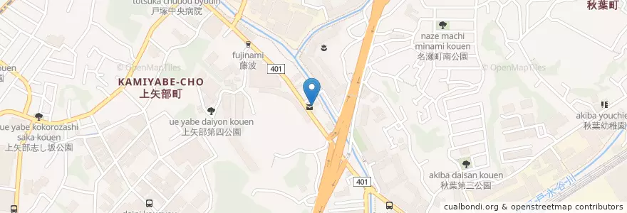 Mapa de ubicacion de 横浜上矢部郵便局 en 일본, 가나가와현, 요코하마시, 戸塚区.