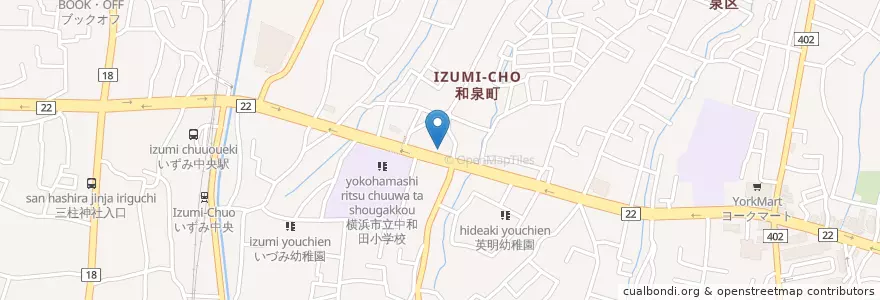 Mapa de ubicacion de 横浜中和田郵便局 en Japan, Präfektur Kanagawa, Yokohama, 泉区.