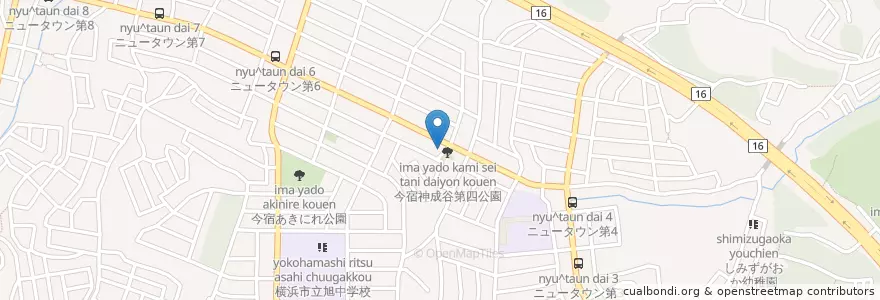Mapa de ubicacion de 横浜今宿南郵便局 en Japonya, 神奈川県, 横浜市, 旭区.