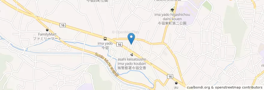 Mapa de ubicacion de 横浜今宿郵便局 en Japon, Préfecture De Kanagawa, 横浜市, 旭区.