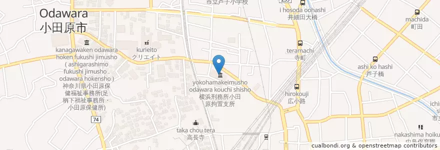 Mapa de ubicacion de 横浜刑務所小田原拘置支所 en Япония, Канагава, Одавара.