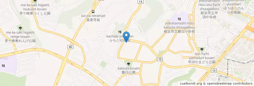 Mapa de ubicacion de 横浜勝田郵便局 en Япония, Канагава, Йокогама, Цудзуки.