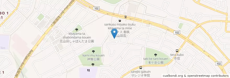 Mapa de ubicacion de 横浜北山田郵便局 en 日本, 神奈川県, 横浜市, 都筑区.