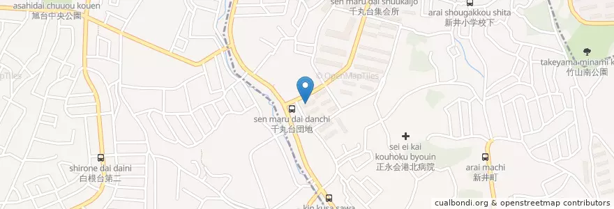 Mapa de ubicacion de 横浜千丸台郵便局 en Jepun, 神奈川県, 横浜市, 旭区.