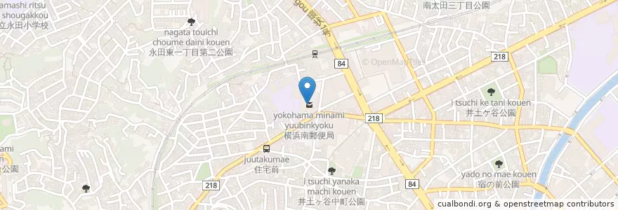 Mapa de ubicacion de 横浜南郵便局 en Japan, Kanagawa Prefecture, Yokohama, Minami Ward.
