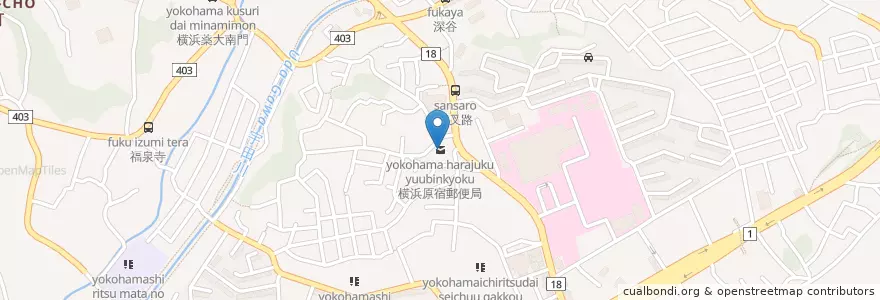 Mapa de ubicacion de 横浜原宿郵便局 en ژاپن, 神奈川県, 横浜市, 戸塚区.