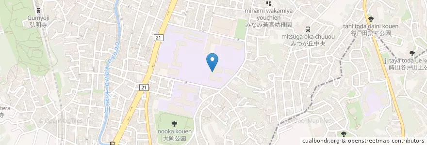 Mapa de ubicacion de 横浜国立大学教育人間科学部附属養護学校(知的障害) en 일본, 가나가와현, 요코하마시, 南区.