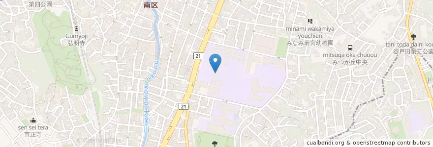 Mapa de ubicacion de 横浜国立大学附属横浜中学校 en 일본, 가나가와현, 요코하마시, 南区.
