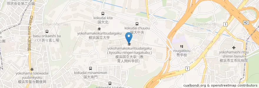 Mapa de ubicacion de 横浜国立大学（教育人間科学部） en Giappone, Prefettura Di Kanagawa, 横浜市, 保土ヶ谷区.