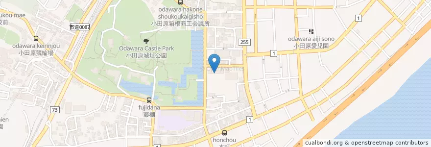 Mapa de ubicacion de 横浜地方検察庁小田原区検察庁 en 日本, 神奈川県, 小田原市.