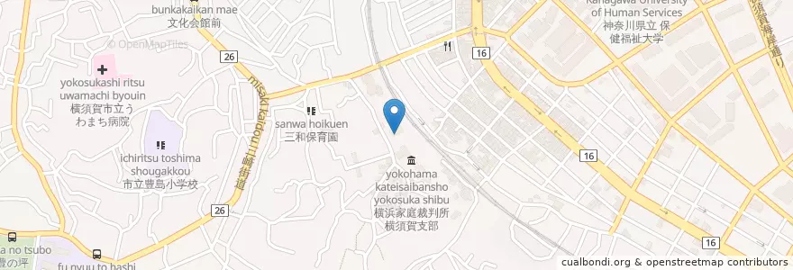Mapa de ubicacion de 横浜地方検察庁横須賀区検察庁 en 日本, 神奈川県, 横須賀市.