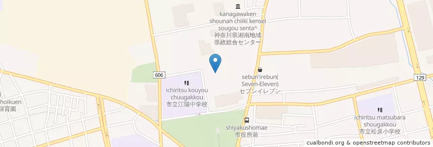 Mapa de ubicacion de 横浜地方法務局平塚出張所 en 일본, 가나가와현, 平塚市.