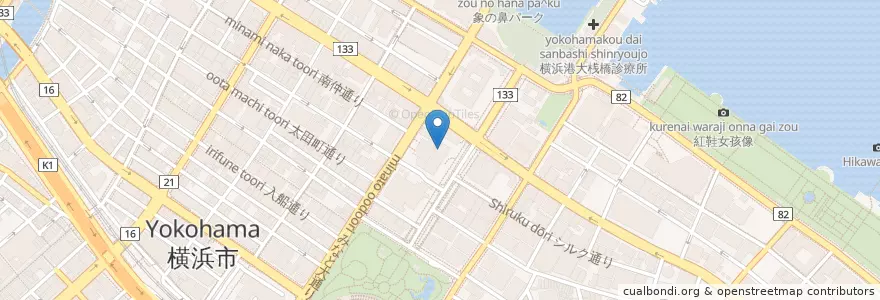 Mapa de ubicacion de 横浜地方裁判所 en Japón, Prefectura De Kanagawa, Yokohama, Barrio Naka.