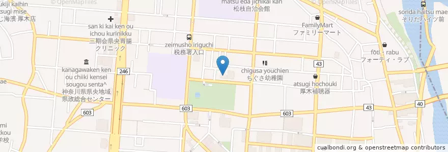 Mapa de ubicacion de 横浜地方裁判所厚木簡易裁判所 en Giappone, Prefettura Di Kanagawa, 厚木市.