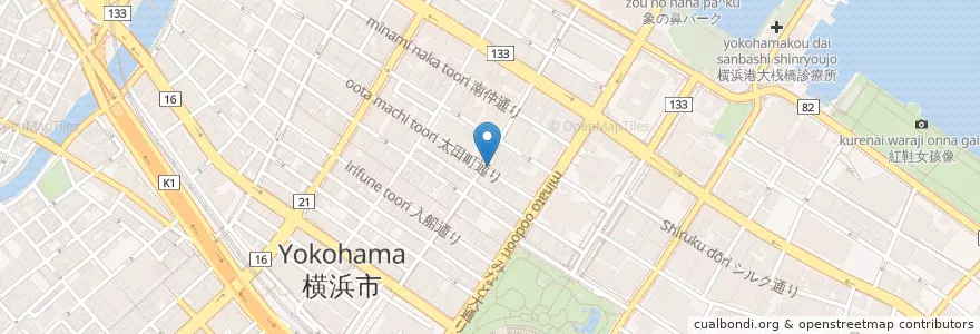 Mapa de ubicacion de 横浜太田町郵便局 en Japan, Präfektur Kanagawa, Yokohama, 中区.