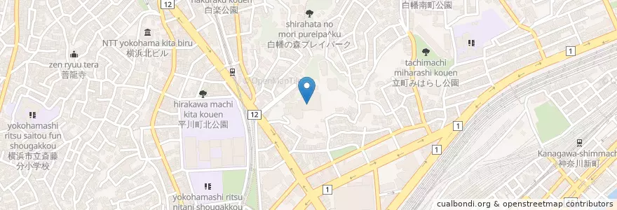 Mapa de ubicacion de 横浜孝道幼稚園 en Japon, Préfecture De Kanagawa, 横浜市, 神奈川区.