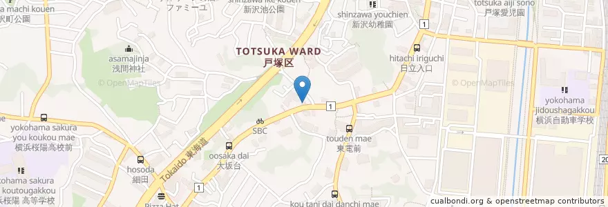 Mapa de ubicacion de 横浜富塚郵便局 en 日本, 神奈川県, 横浜市, 戸塚区.