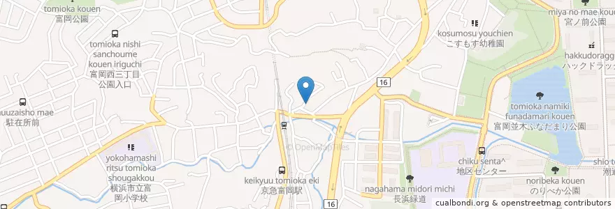 Mapa de ubicacion de 横浜富岡郵便局 en 일본, 가나가와현, 요코하마시, 金沢区.