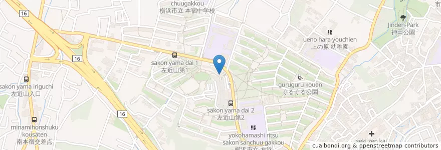 Mapa de ubicacion de 横浜小高郵便局 en 일본, 가나가와현, 요코하마시, 旭区.