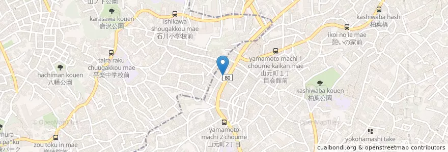 Mapa de ubicacion de 横浜山元町郵便局 en Japan, Präfektur Kanagawa, Yokohama, 中区.