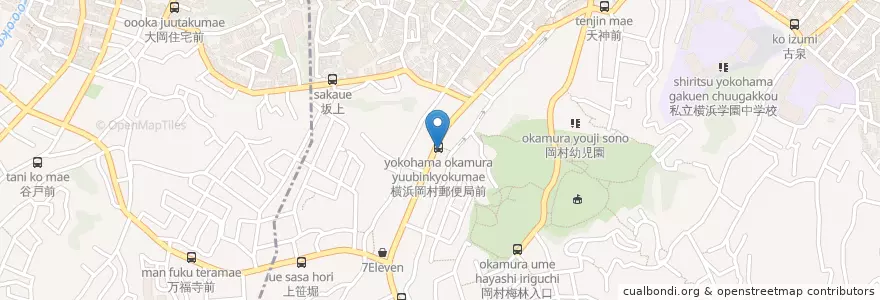 Mapa de ubicacion de 横浜岡村郵便局 en اليابان, كاناغاوا, 横浜市, 南区.
