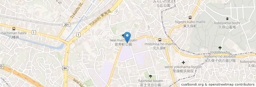 Mapa de ubicacion de 横浜岩井郵便局 en Japan, Kanagawa Prefecture, Yokohama, Hodogaya Ward.