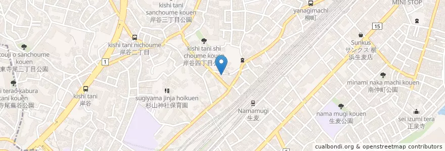 Mapa de ubicacion de 横浜岸谷郵便局 en Japão, 神奈川県, 横浜市, 鶴見区.