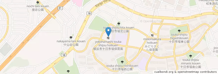 Mapa de ubicacion de 横浜市十日市場保育園 en Japón, Prefectura De Kanagawa, Yokohama, 緑区.
