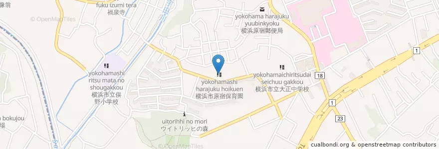 Mapa de ubicacion de 横浜市原宿保育園 en ژاپن, 神奈川県, 横浜市, 戸塚区.