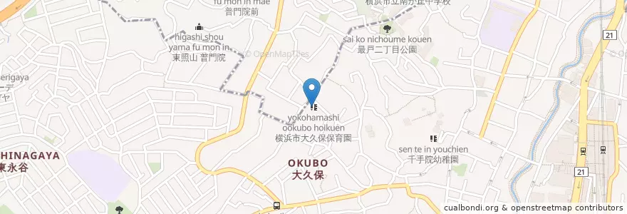 Mapa de ubicacion de 横浜市大久保保育園 en Giappone, Prefettura Di Kanagawa, 横浜市, 港南区.