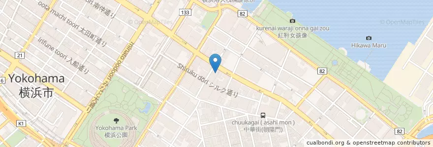 Mapa de ubicacion de 横浜市安全管理局中消防署山下町消防出張所 en 일본, 가나가와현, 요코하마시, 中区.