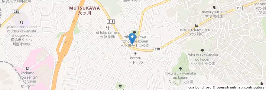 Mapa de ubicacion de 横浜市安全管理局南消防署六ツ川消防出張所 en Japón, Prefectura De Kanagawa, Yokohama, Barrio Minami.