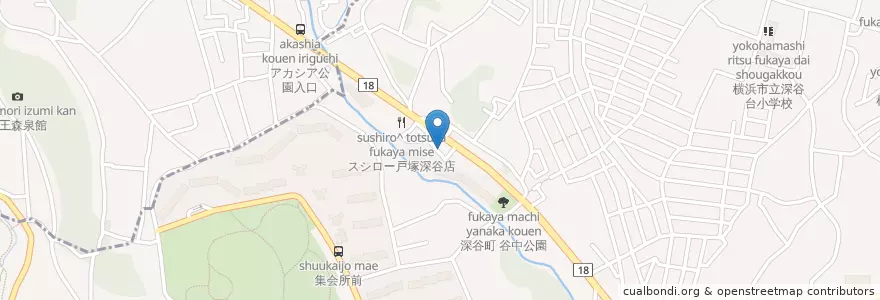 Mapa de ubicacion de 横浜市安全管理局戸塚消防署深谷消防出張所 en 일본, 가나가와현, 요코하마시, 戸塚区.