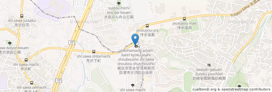 Mapa de ubicacion de 横浜市安全管理局旭消防署市沢消防出張所 en 일본, 가나가와현, 요코하마시, 保土ヶ谷区.