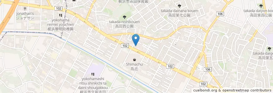 Mapa de ubicacion de 横浜市安全管理局港北消防署高田消防出張所 en 日本, 神奈川県, 横浜市, 港北区.